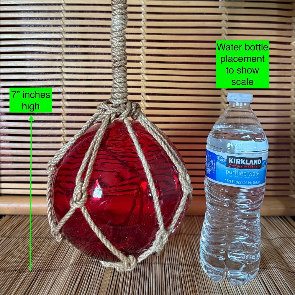 Red Glass Fishing Float / Tiki Decor